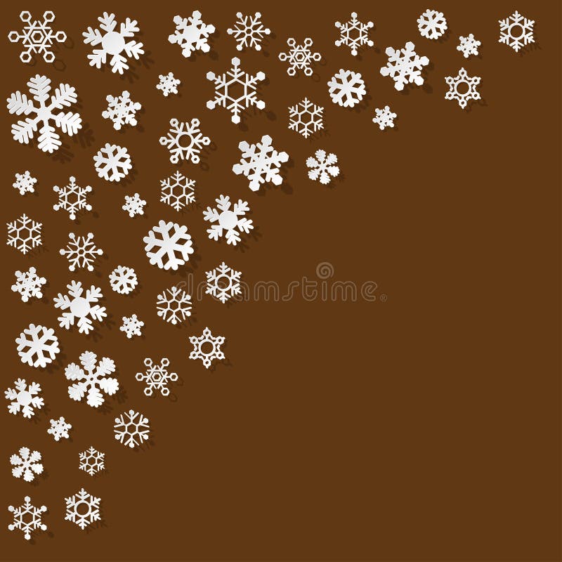 Vector paper Snowflakes in the corner on a brown background