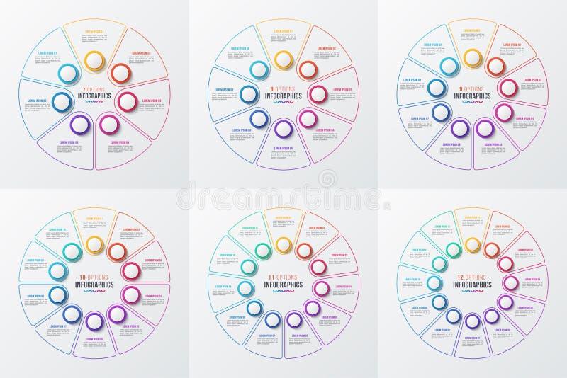 Vector 7-12 parts infographic circle charts vector illustration Vector 7-12 parts infographic circle charts vector illustration