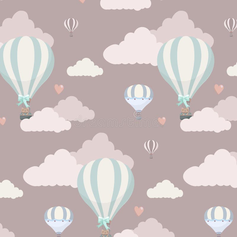 Vector pattern with balloon, clouds and animals vector illustration Vector pattern with balloon, clouds and animals vector illustration