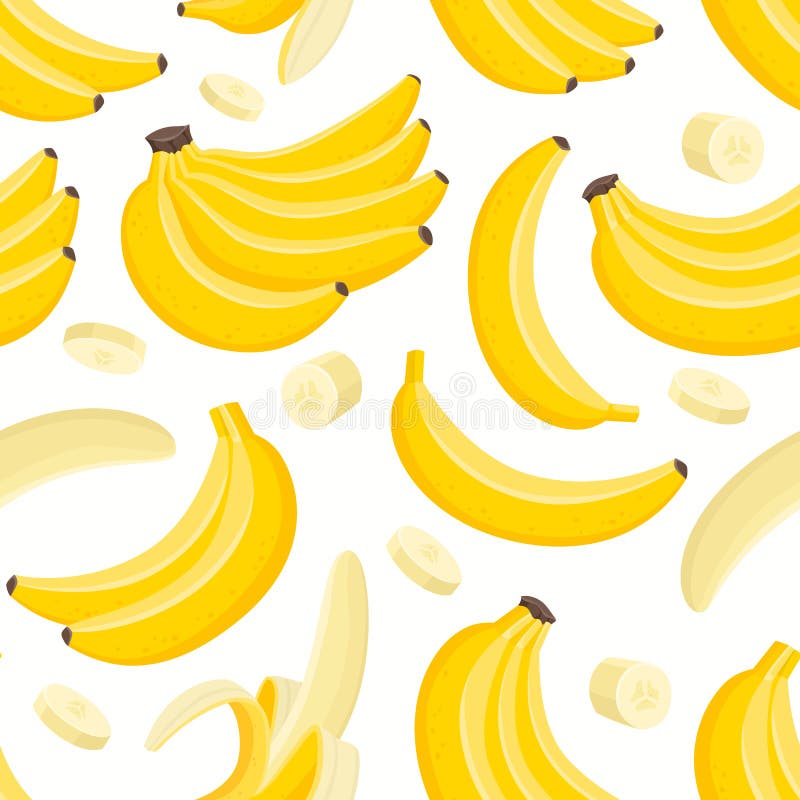 Vector Pattern with Cartoon Banana Isolated on White. Stock Vector ...