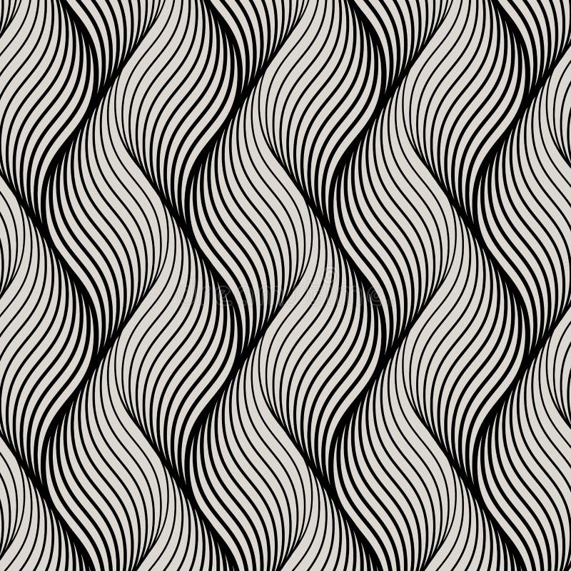 Vector pattern with geometric waves. Endless stylish texture. Ripple monochrome background royalty free illustration