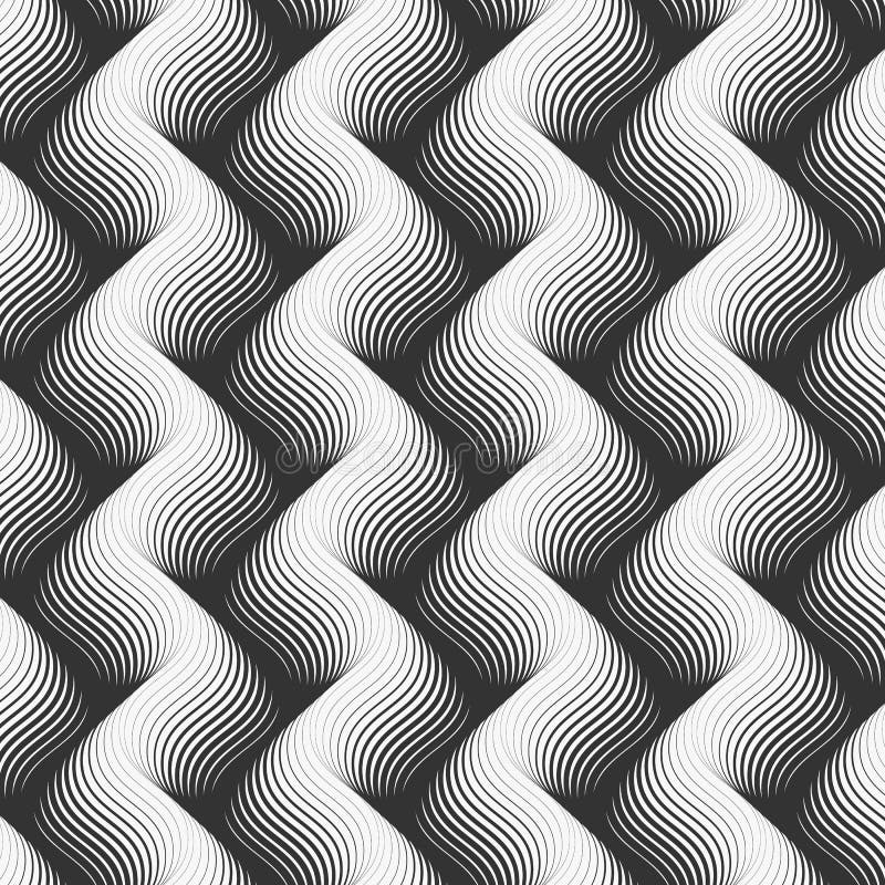Vector pattern with geometric waves. Endless stylish texture. Ripple monochrome background stock illustration