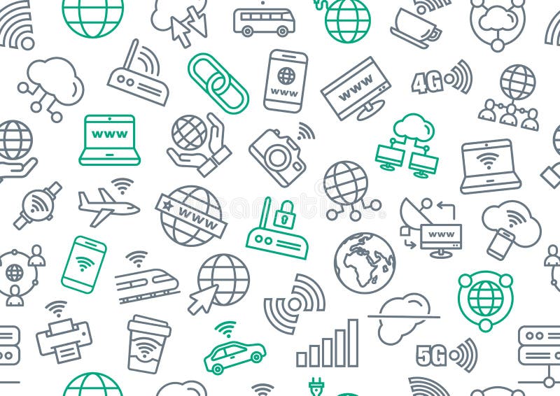 Vector pattern of internet and wi-fi elements on a white background. vector illustration Vector pattern of internet and wi-fi elements on a white background. vector illustration