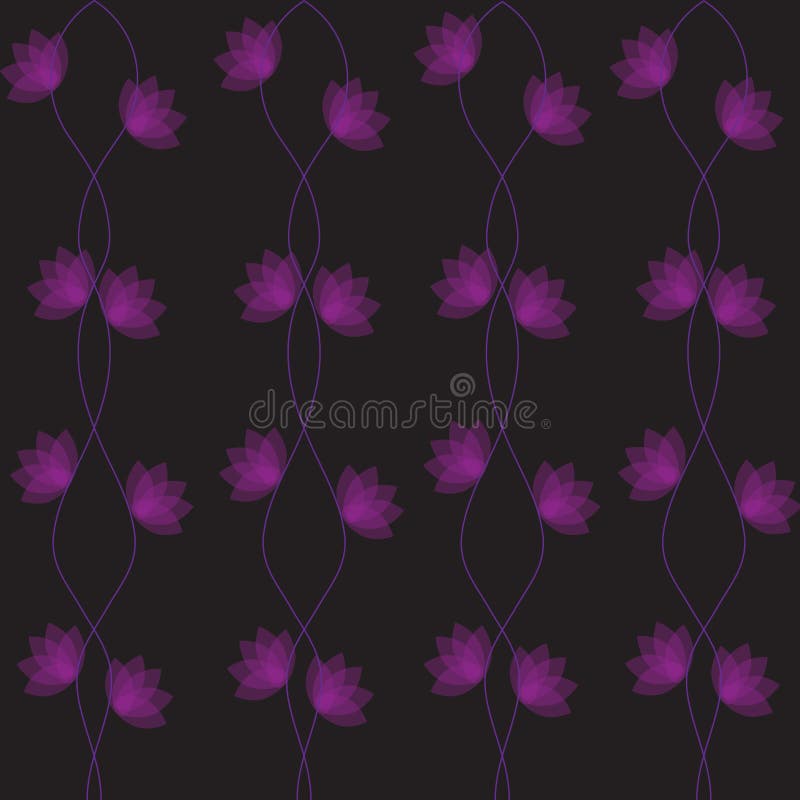 Vector Pattern with Purple Flowers Stock Vector - Illustration of