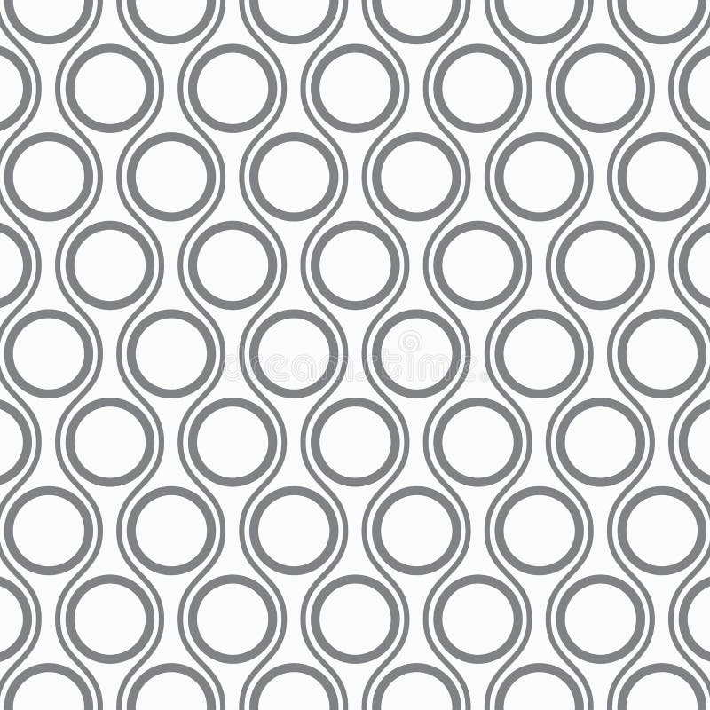 Vector pattern, repeating circles and wavy line, modern stylish monochrome royalty free illustration