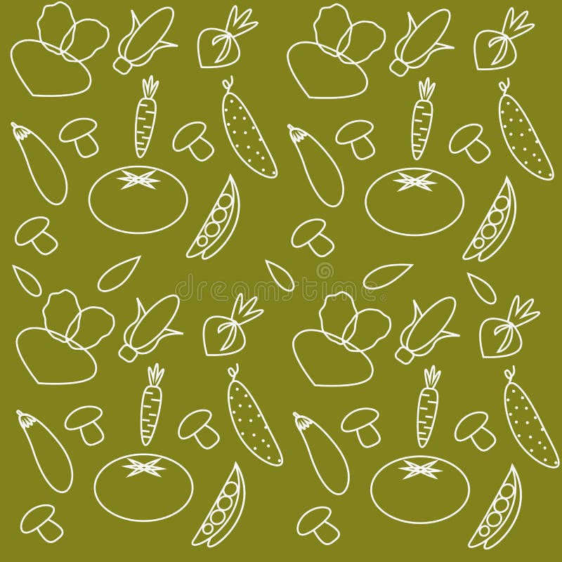 Vector Pattern of Seamless Background with Vegetables Stock Vector Illustration of cauliflower