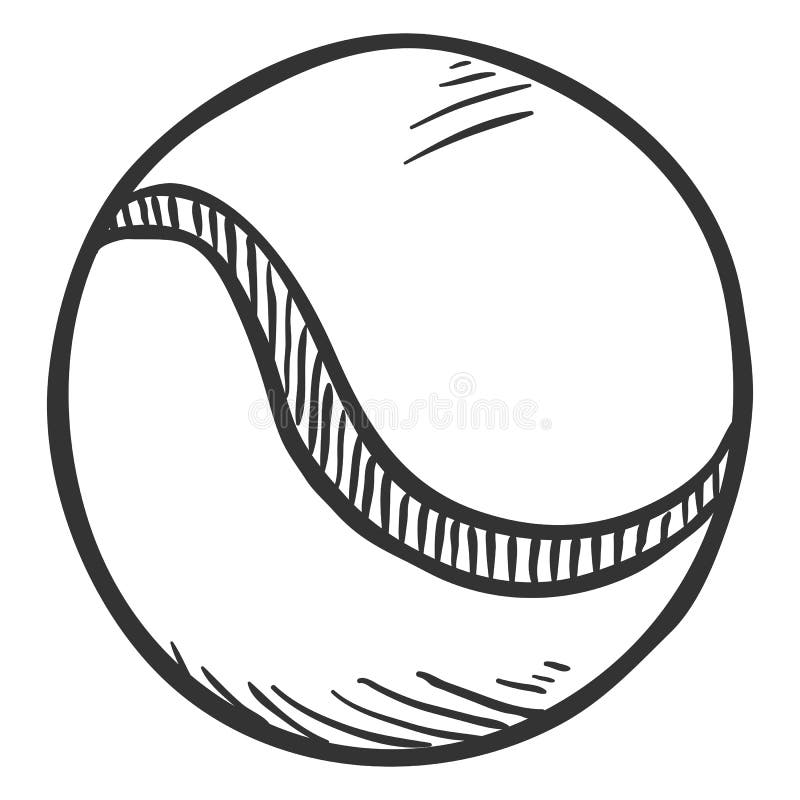 Vector Sketch Tennis Ball on White Background Stock Vector