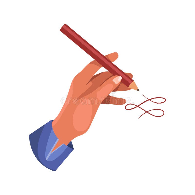 Vector Pencil Writing Signature Writer Graphite Stock Vector