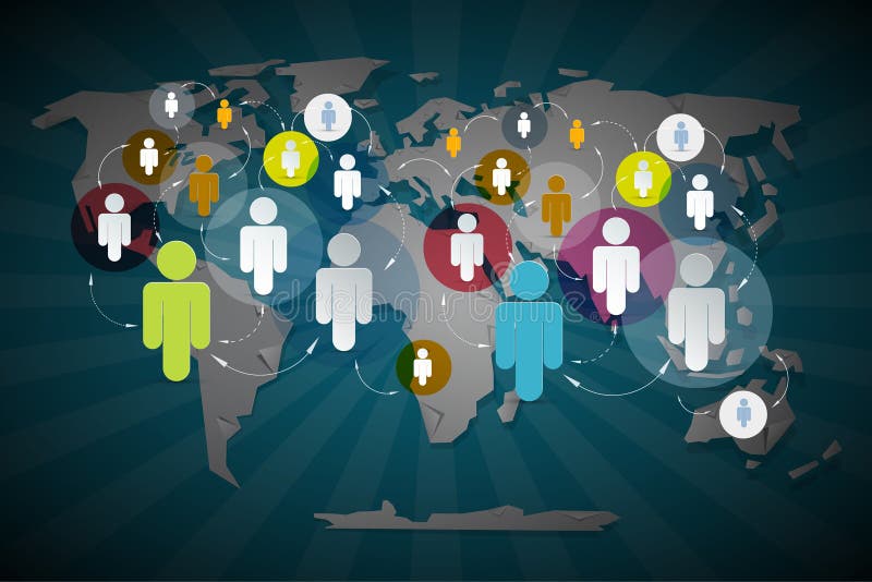 Vector People in Circles on World Map vector illustration Vector People in Circles on World Map vector illustration