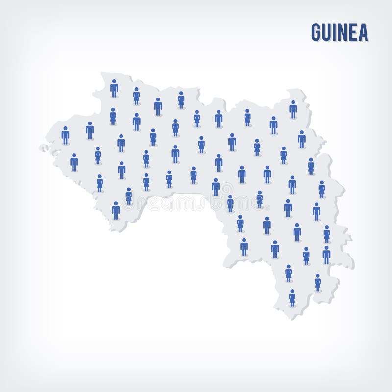 Vector People Map of Guinea. the Concept of Population Stock