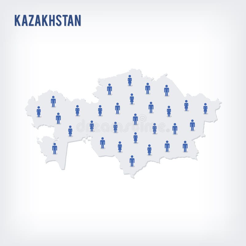 Kazakhstan Population Heat Map As Color Density Illustration Stock