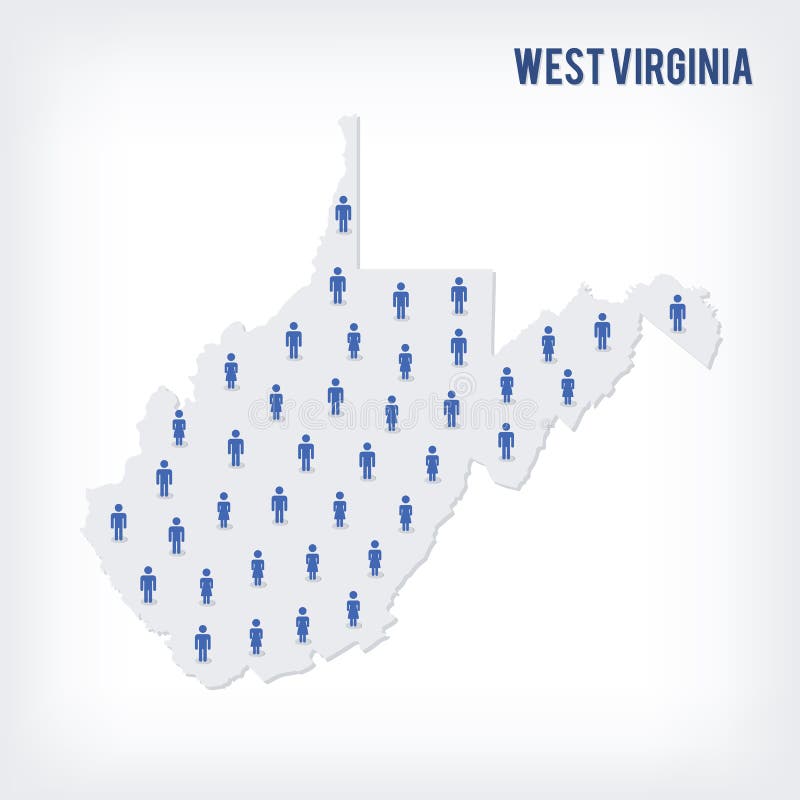 Vector People Map of of State of West Virginia. the Concept of