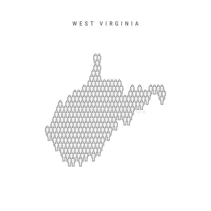 Vector People Map of West Virginia, US State. Stylized Silhouette