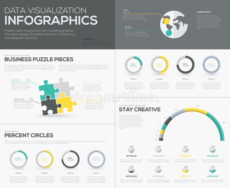 Vector percent infographics for creative data visualization stock illustration