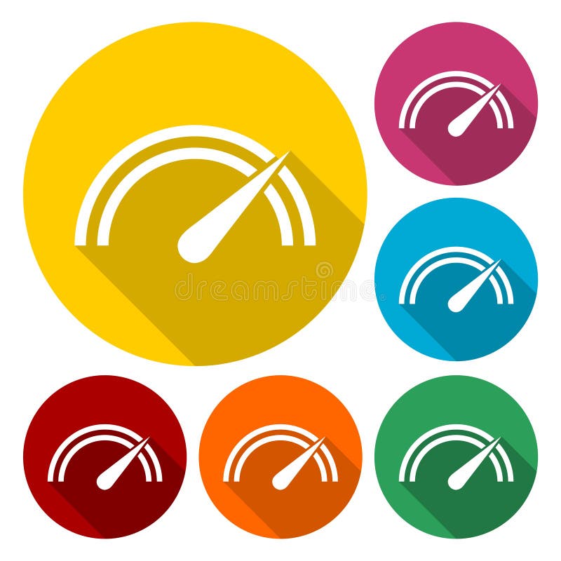 Vector performance measurement icons set with long shadow royalty free illustration