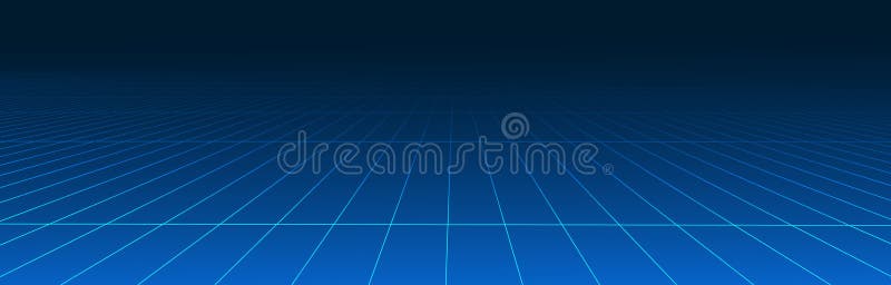 Vector perspective mesh. Detailed grid lines on dark background. Vector illustration royalty free illustration