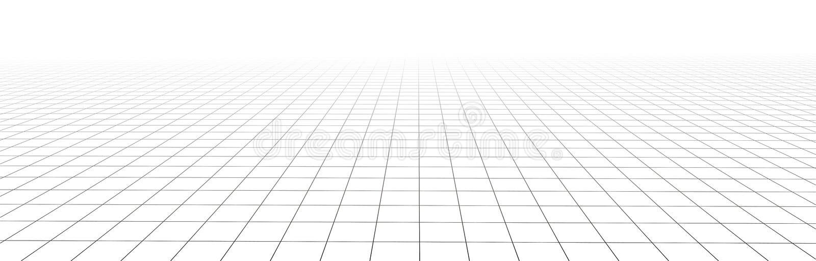 Vector Perspective Mesh Detailed Grid Lines On White Background Stock