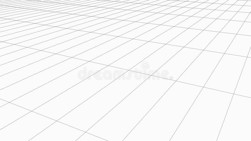 Vector perspective mesh. Detailed grid lines on white background stock illustration