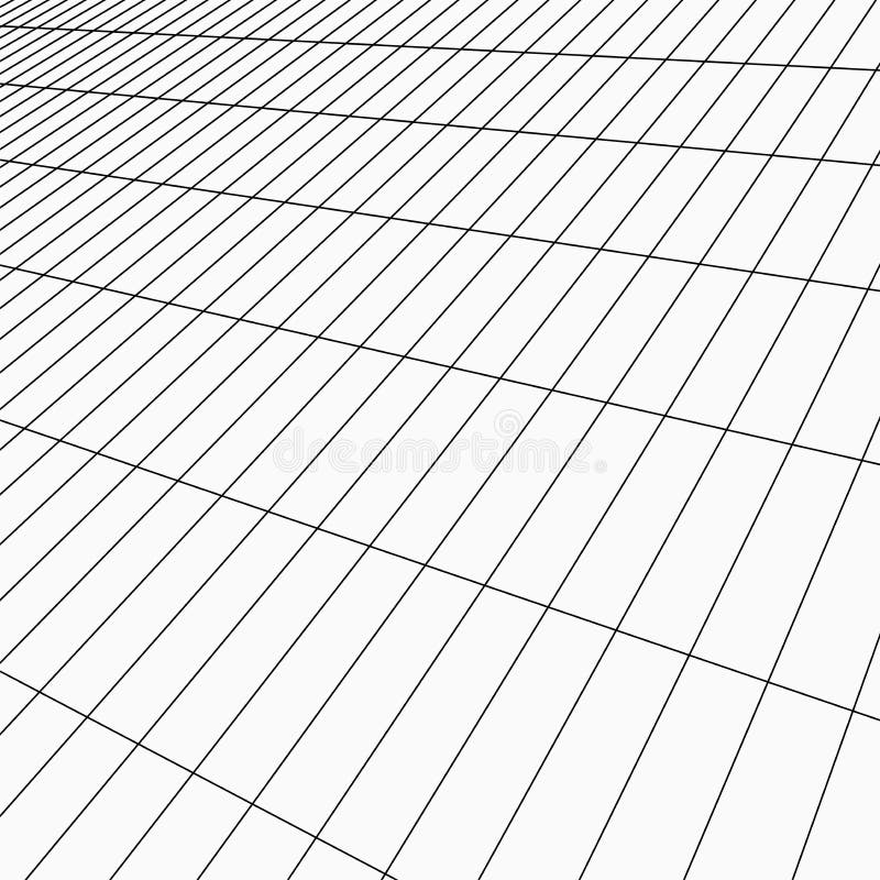 Vector perspective mesh. Detailed grid lines on white background stock illustration