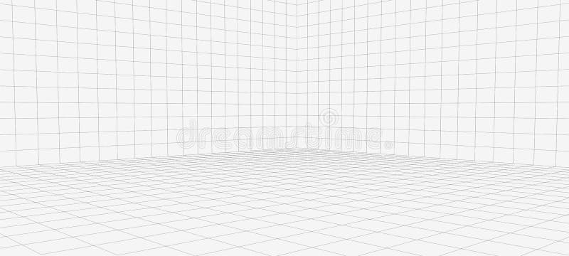 Vector perspective mesh. Detailed grid lines on white background. Vector illustration stock illustration