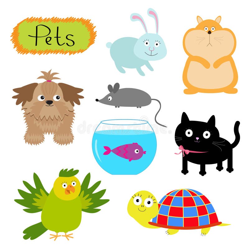 Vector Pets Illustration Isolated Cute Set White ...