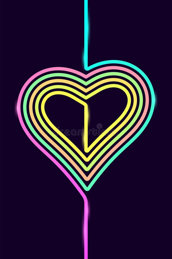 Vector Phone Background with Colorful Heart. Silhouette of Heart formed by Line with Color Gradient., In the Ai CS5 file the Line is Colored Stroke, In the Vector Phone Background with Colorful Heart. Silhouette of Heart formed by Line with Color Gradient., In the Ai CS5 file the Line is Colored Stroke, In the