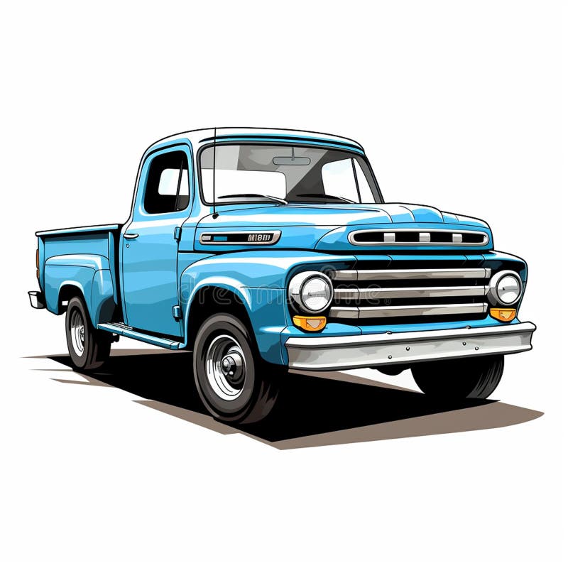 Vector Pickup Truck Illustration with Creative Details Stock ...