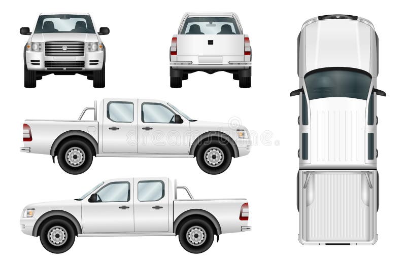 Vector pickup truck on white background