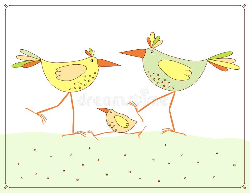 Vector picture with chicken family