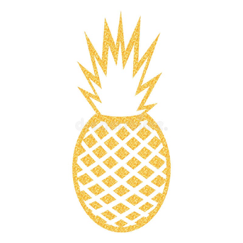 Vector pineapple with glitter outline on the white background