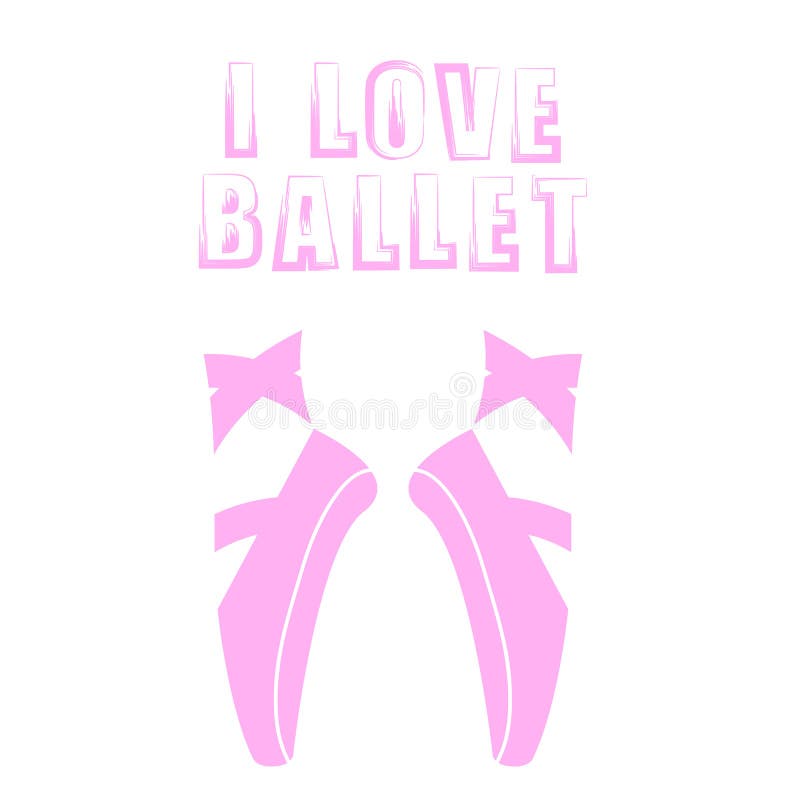 Vector Pink Ballet Shoes and Grunge Quote stock illustration