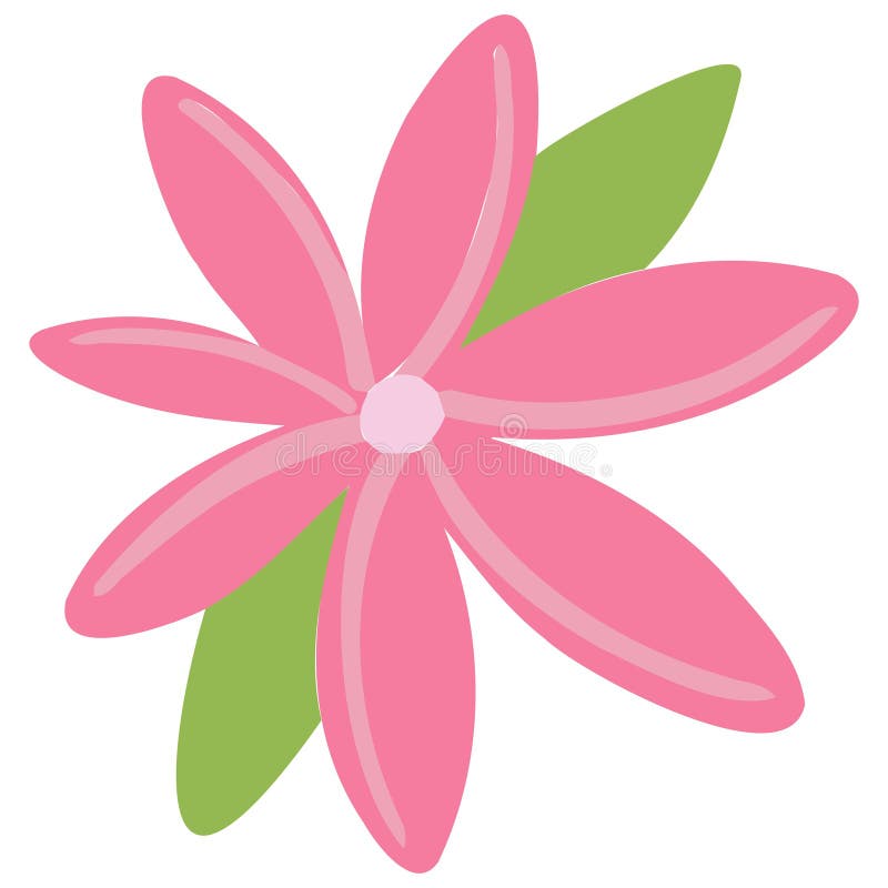 Vector pink flower of interesting shape with green petals. Flowers for the design of children`s cards, banners, printing on fabri