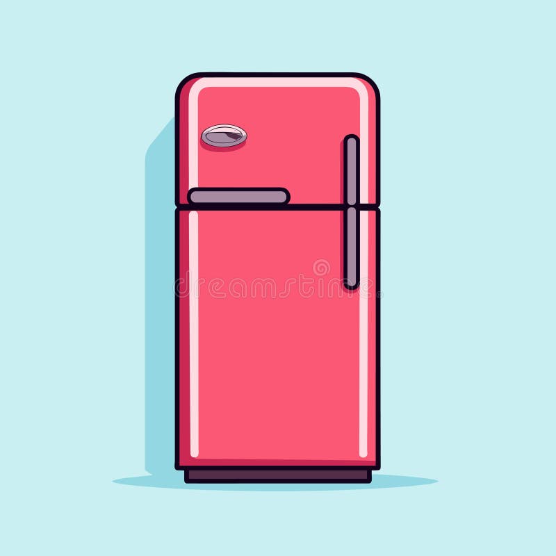 Vector of a pink refrigerator freezer sitting on top blue wall vector illustration