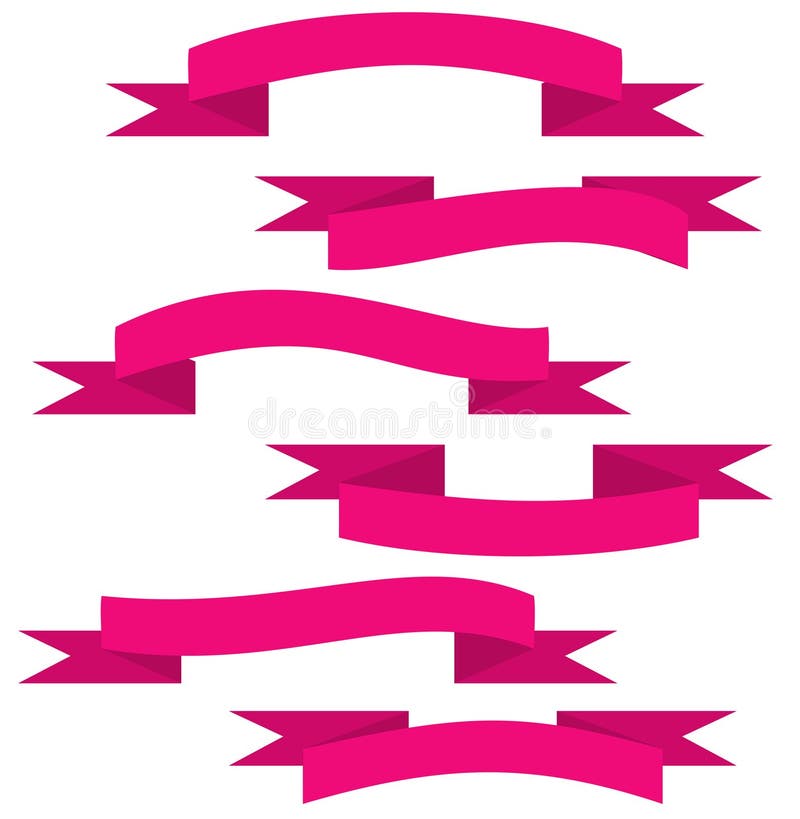 Vector Pink Ribbon Set stock vector. Illustration of design - 38553413