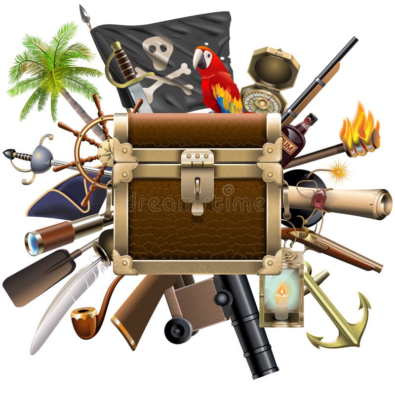 Vector Pirate Treasure Hunt Concept