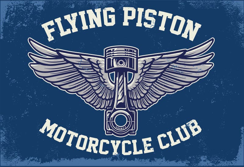 Piston with wing in grunge textured stock illustration