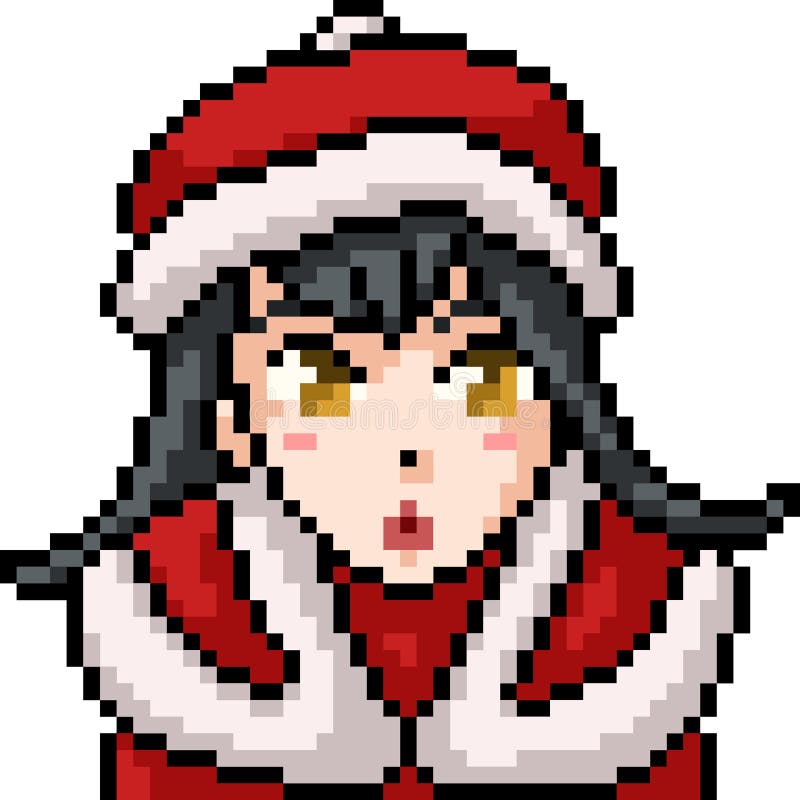 Vector Pixel Art Anime Girl Stock Vector - Illustration of pixel, white ...