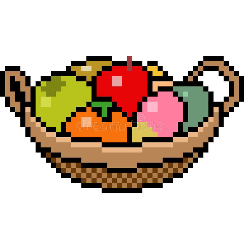 Pixel art icon set - fruits Royalty Free Vector Image