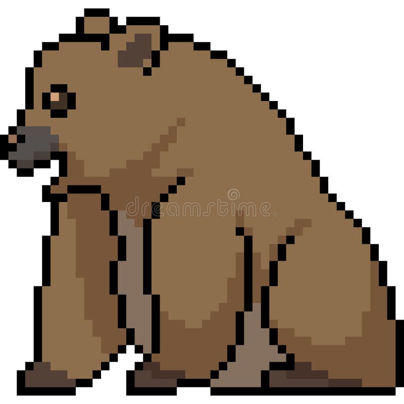Vector pixel art bear sit stock vector. Illustration of icon - 114948849