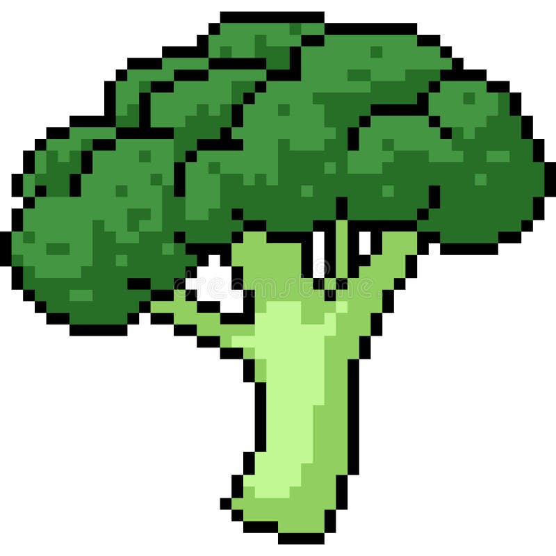 Broccoli Pixel Art. Vegetable 8 Bit. Pixelate Vector Illustration Stock