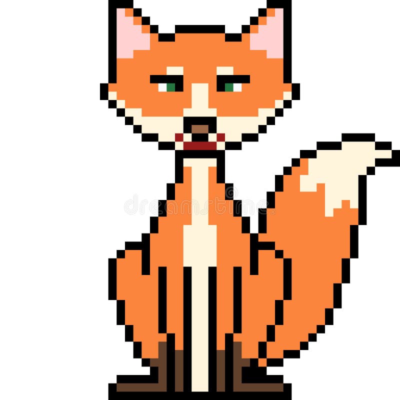 Vector pixel art fox sit stock vector. Illustration of front - 105296190