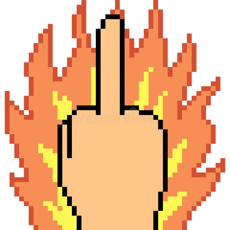 Vector pixel art hand sign middle finger. 