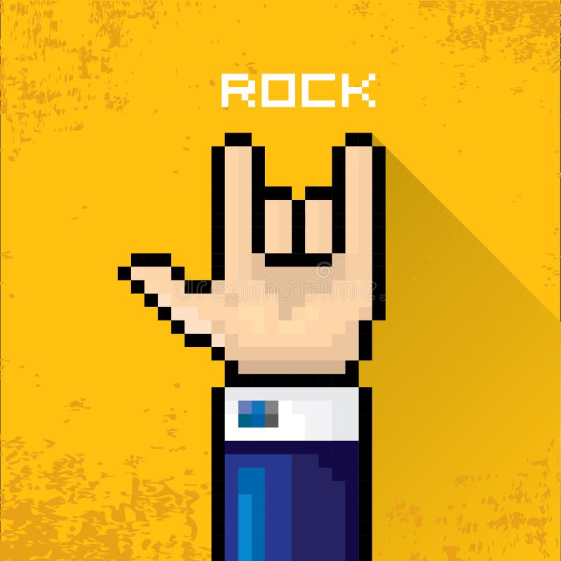 Vector Flat Pixel Rock N Roll Icon with Fire' Poster - rock n roll