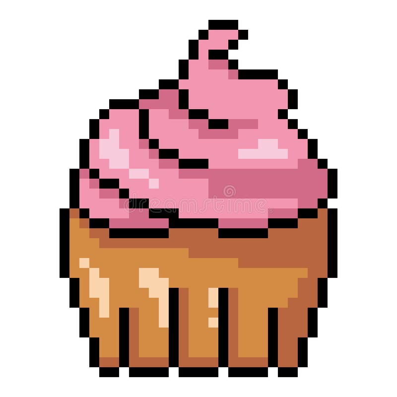 Vector Pixel Art Icoon - Cupcake royalty-vrije illustratie