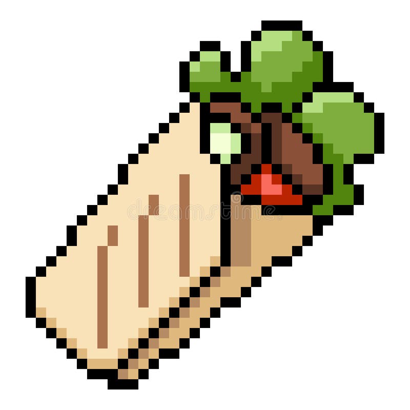 Vector Pixel Art Icoon - Kebab stock illustratie