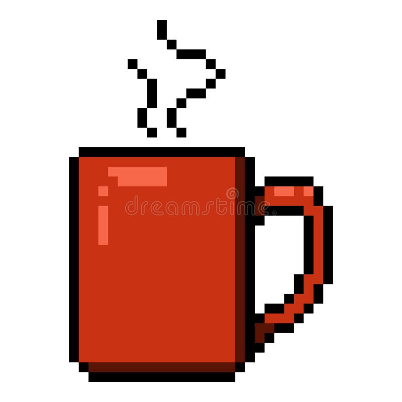 Vector Pixel Art Icoon - Kopje Thee stock illustratie