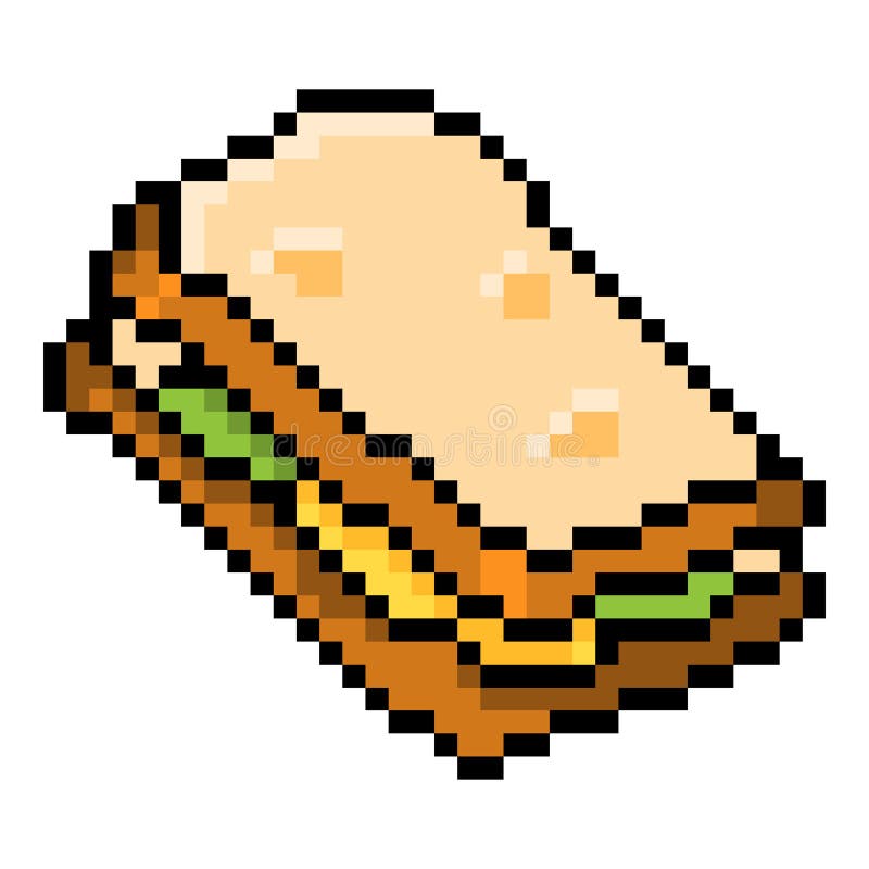Vector Pixel Art Icoon - Sandwich stock illustratie