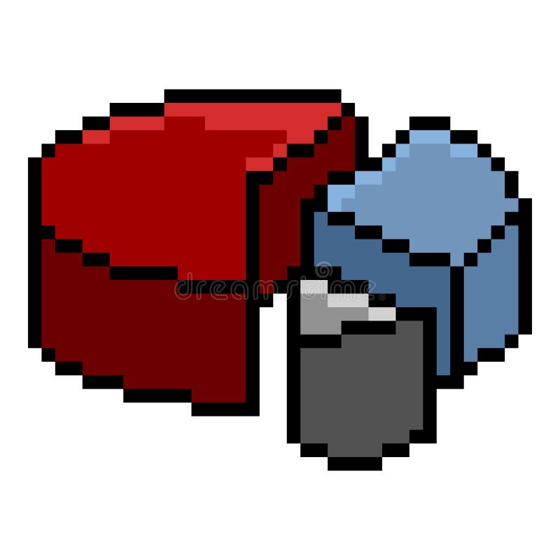 Vector Pixel Art Icoon - Taartdiagram stock illustratie