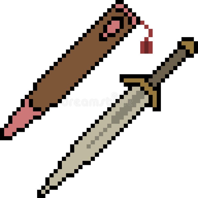 Vector pixel art knife. 