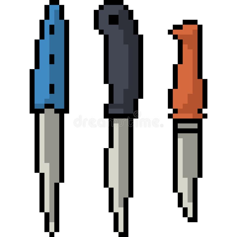 Vector pixel art knife set vector illustration.